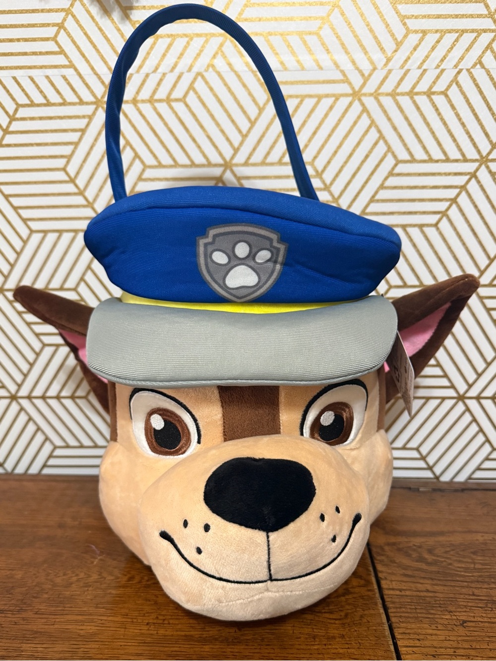Paw Patrol Chase Plush Basket Bucket Bag- Blue Police Hat